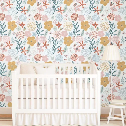 Miniatura 7 de WENMER Papel tapiz floral para despegar y pegar de 17.71 x 118 pulgadas, papel tapiz floral bohemio, papel de contacto floral rosa, autoadhesivo