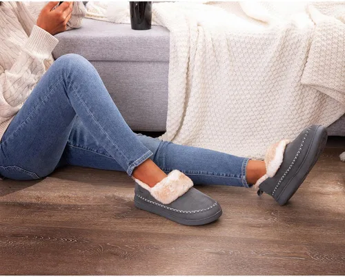 Miniatura 2 de HomeTop Pantuflas de microgamuza para mujer, con forro de sherpa de espuma viscoelástica
