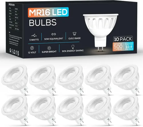 Miniatura 8 de Bombilla LED MR16 Regulable Torkase, Bombillas LED MR16 con Base de Dos Pines GU5.3, 5W (Equivalente a 50W), Bombillas de Luz de Bajo Voltaje 12V