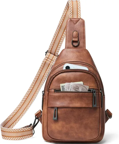 Miniatura 14 de Leresas Bolso bandolera de 7L para mujer, bolso cruzado, riñoneras, de cuero vegano, bolso de pecho de moda, de viaje, antirrobo