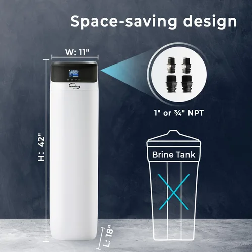 Miniatura 8 de iSpring Sistema de Ablandador de Agua para Toda la Casa, 50,000 Granos de Alta Capacidad Elimina la Dureza con Retrolavado Automático y Alarma