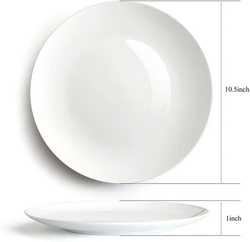 Miniatura 5 de YFWOOD Juego de 6 platos llanos de cerámica, juego de vajilla de cocina de 10.5 pulgadas, vajilla redonda contemporánea de porcelana, apta