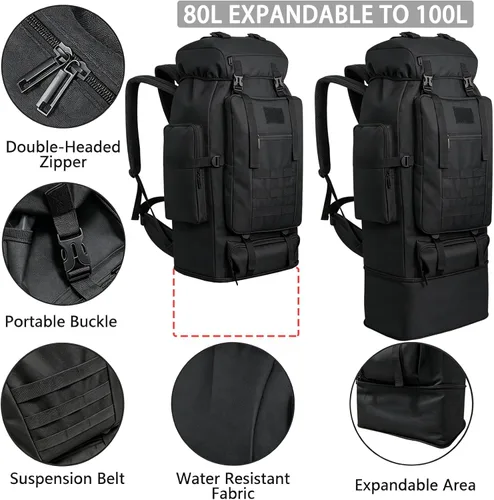 Miniatura 3 de 80L/100L senderismo mochila hombres camping mochila grande al aire libre viaje militar táctica Molle Trekking bolsa mujeres