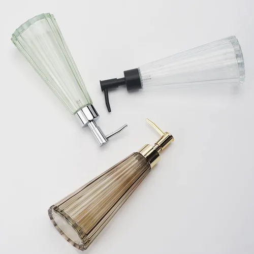 Miniatura 8 de IVAILEX Dispensador de jabón de manos de 10 oz/10.1 fl oz para baño, dispensador de jabón de cocina, dispensador de jabón de vidrio con bomba dorada