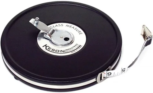 Keson MC1850 Cinta métrica de fibra de vidrio con carcasa metálica cerrada (graduaciones: pies, en, 1/8), 50 pies