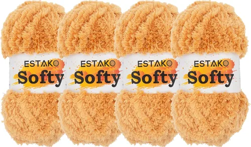 Miniatura 11 de Estako Softy 100% Poliéster Esponjoso Suave Grueso Peso #5 Hilado para Crochet y Tejido 3.52 oz (100 gr) 98 Yds (90 m) (9110 - Blanco)