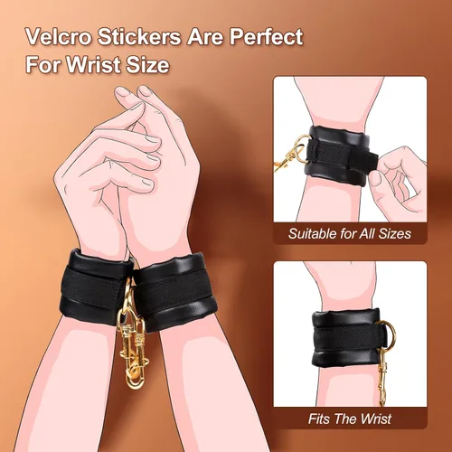Miniatura 6 de BDSM - Juguetes sexuales con restricciones de bondage, esposas ajustables de cuero suave, puños de tobillo, juguete para adultos, kit de sujeción