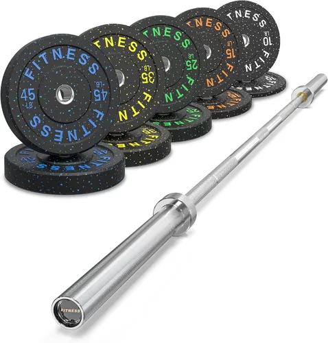 Miniatura 25 de HANDBODE Olympic High-Bounce Bumper Plates Bench Press Barbell Weights Set 2 - Inch, 10-55 lb Rubber Weight Sets for Home Gym, Strength Training
