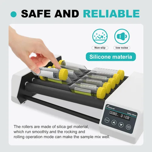 Miniatura 4 de Mezclador de tubo analógico digital con velocidad ajustable 20-80RPM, 6 rodillos con temporizador (1min-23h59min) y mezclador de rodillos