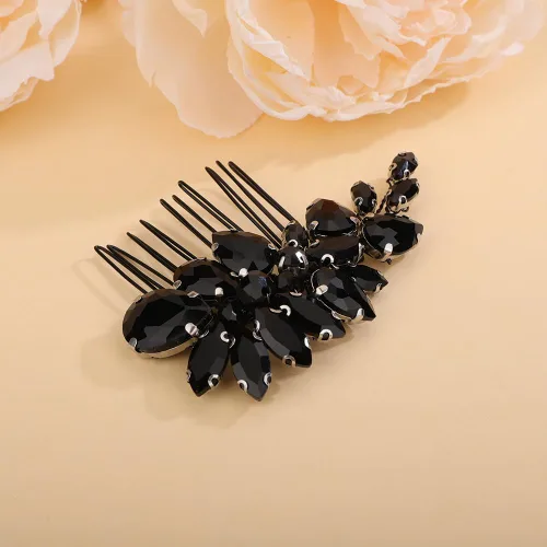 Miniatura 4 de Teyglen Peine de pelo de boda con diamantes de imitación en negro