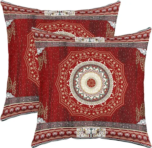 Miniatura 12 de Juego de 2 fundas de almohada bohemias tribales de 22 x 22 pulgadas, fundas de almohada exóticas retro, fundas de cojín bohemias de celosía vintage