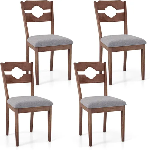 Miniatura 10 de GOFLAME Juego de 2 sillas de comedor tapizadas de tela con asiento acolchado, respaldo alto, marco de madera de goma, sillas laterales