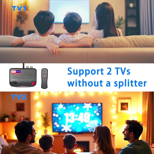 Miniatura 3 de Antena de TV 2025 para exteriores para televisores inteligentes y antiguos (2 salidas), largo alcance de 200 millas con UHF/VHF, rotación motorizada