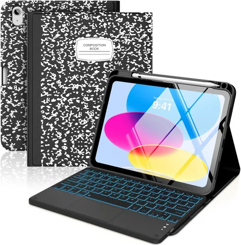 Miniatura 17 de MoKo Funda con teclado táctil para iPad (A16) 11ª generación de 11 pulgadas 2025, iPad de 10.9 pulgadas de 10.9 pulgadas, funda con soporte para azul