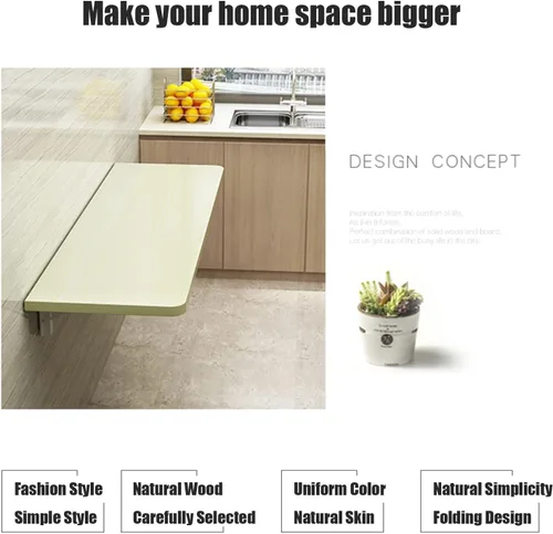 Miniatura 5 de Mesa plegable montada en la pared, ahorro de espacio, escritorio para computadora, mesa de lavandería, mesa plegable de pared para ropa plegable