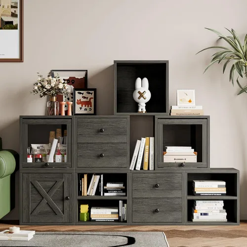 Miniatura 8 de FUSUNBAO Organizador Mágico de Almacenamiento en Cubos DIY Apilables para Casa, Libros, Ropa, Juguetes - Sistema de Almacenamiento Modular de Roble
