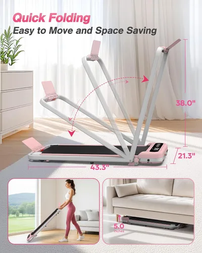 Miniatura 8 de WELLFIT Caminadora plegable con inclinación, capacidad de 320 libras, caminadora para caminar con barra de agarre, caminadoras portátiles