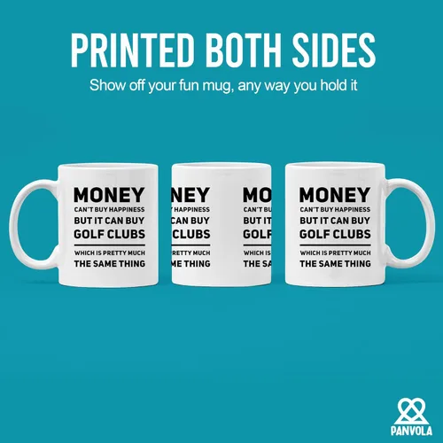 Miniatura 3 de Panvola Money Can't Buy Happiness But It Can Buy - Taza de cerámica para palos de golf, jugadores deportivos, regalos de golfista para hombres