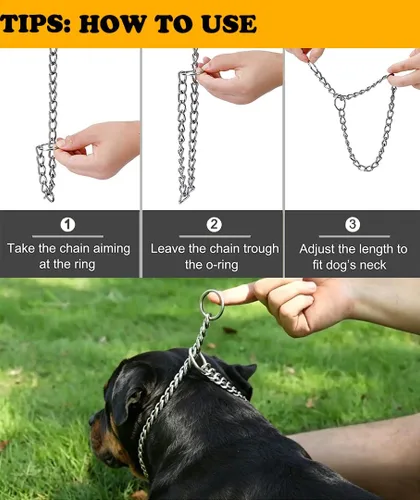 Miniatura 6 de Freezx - Collar de cadena para perros, collares de metal ajustables para entrenamiento de perros, cadenas antideslizantes de acero aleado, collar a