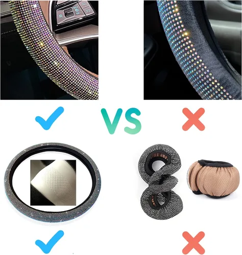 Miniatura 7 de Carwales - Funda para volante de coche con brillantes para mujeres y niñas, 15 pulgadas, universal, de diamantes de imitación de cristal colorido