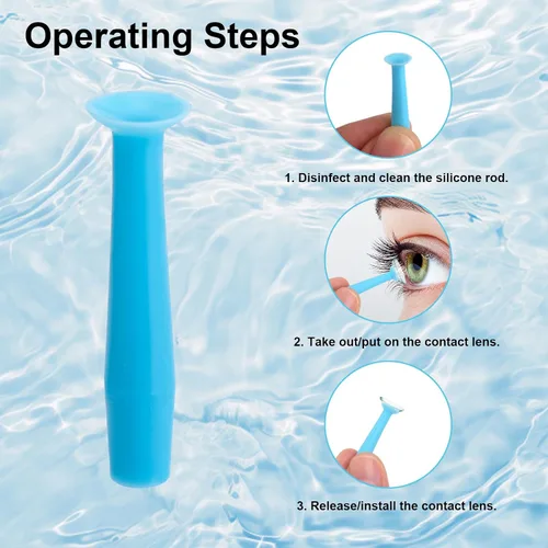 Miniatura 5 de 20 herramientas de inserción de lentes de contacto duro, émbolo de silicona para lentes de contacto con ojos, removedor de ventosa y aplicador