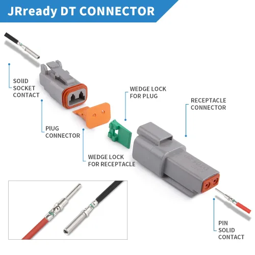 Miniatura 5 de JRready ST6320 - Kit de conectores Deutsch de 372 piezas, conector DT gris de 2 3 4 6 8 12 pines con contactos sólidos de tamaño 16 (20-14AWG)