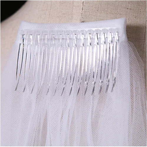 Miniatura 7 de auwiyd Velo de novia corto velo de boda con borde de satén con peine para mujeres y niñas, velo de borde de cinta de 2 niveles para boda, despedida
