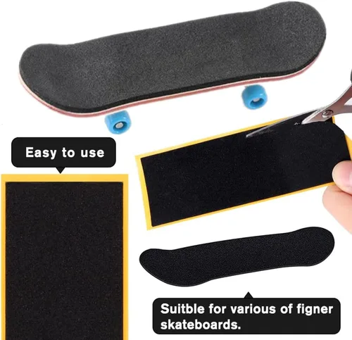 Miniatura 4 de WINDIR 24 piezas de cinta de agarre de espuma + 1 pantalón de dedo para diapasones, 1.496 x 4.331 in, patinetas MiNi de madera negro profesional 24
