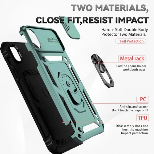 Miniatura 8 de Funda para iPhone XR con cubierta para lente de cámara, protector de pantalla HD, doble capa [protección contra caídas de grado militar de 15 pies]