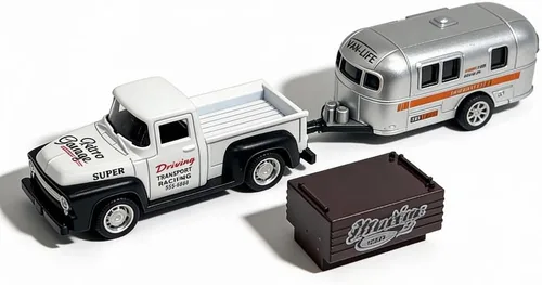 Miniatura 2 de VIIGER Camión Pickup Remolcador de Tráiler Juguete Cámper RV Autocaravana Juguetes para Niños Modelo de Auto de Metal Fundido a Presión