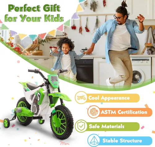 Miniatura 9 de TOBBI Motocicleta Eléctrica para Niños 12V Bicicleta de Tierra Juguete de Montar Motocicleta a Batería Vehículos Motorizados para Niños Todoterreno