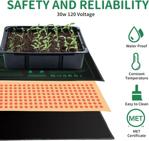 Miniatura 3 de NAMOTEK Tapete térmico para plantas de semillero, 10 x 20.75 pulgadas, impermeable, almohadilla térmica hidropónica cálida para interiores, hogar