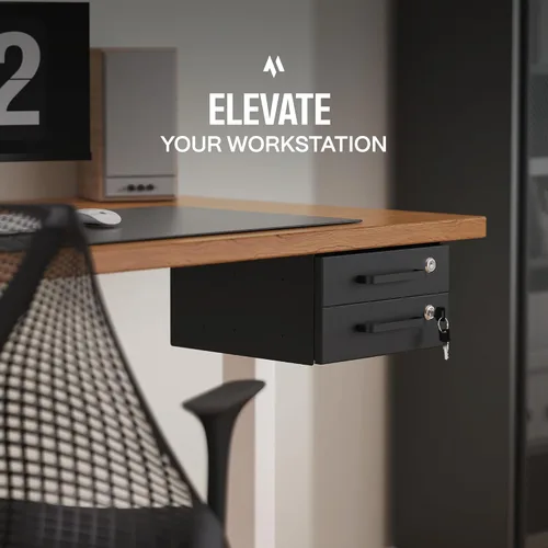 Miniatura 4 de Cajón deslizante para debajo del escritorio, cajones de almacenamiento de metal con cerradura con organización de cables para oficina y hogar