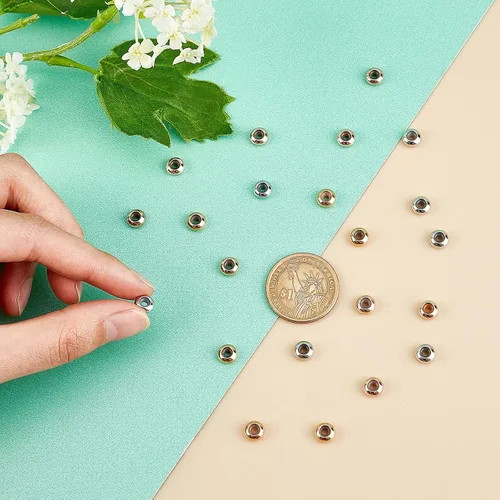 Miniatura 3 de PH PandaHall 60 cuentas deslizantes de silicona de latón, 3 colores de 0.276 in, cierres deslizantes para bricolaje pulseras europeas collares
