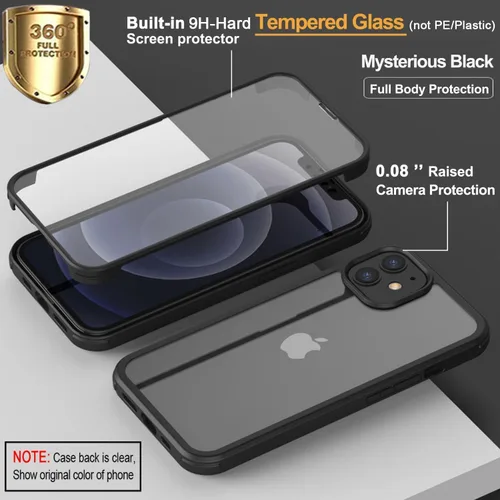 Miniatura 2 de Funda para iPhone 11 con protector de pantalla [vidrio templado 9H integrado], protección de cuerpo completo 360 de doble capa protectora