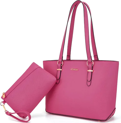 Miniatura 20 de YZAOLL Bolsos para mujer de cuero sintético, medianos y grandes, bolso de hombro, cartera, juego de bolso de mano y billetera