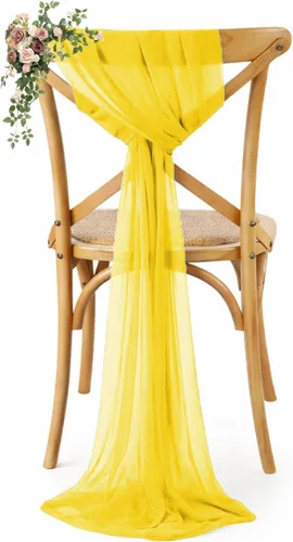 Miniatura 10 de VDS Paquete de 25, Rojo Manzana, Lazos de Gasa para Sillas con Bordado de Chiffon, Funda para Silla con Moño en la Parte Posterior, Ideal