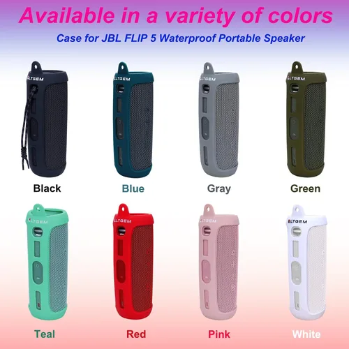 Miniatura 3 de LTGEM - Funda de silicona compatible con JBL FLIP 5 Altavoz Bluetooth portátil impermeable, carcasa rígida, bolsa de almacenamiento de transporte