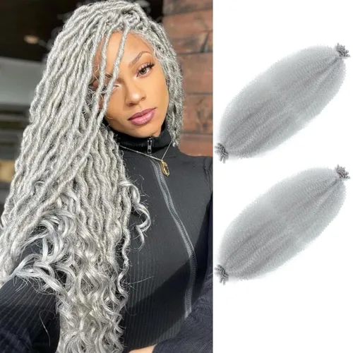 Miniatura 36 de Cabello afro elástico y trenzado de 30 pulgadas 2 paquetes, cabello preesponjado y trenzado elástico pre-estirado para extensiones de cabello suave