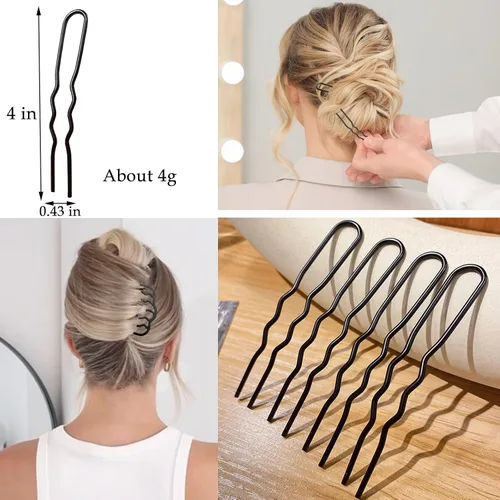Miniatura 4 de 12 bandas para el cabello para mujer, accesorios para el cabello (negro)