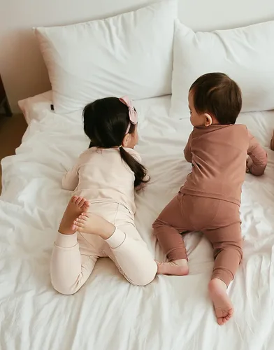Miniatura 4 de VAENAIT BABY - Pijama de algodón básico liso para niños y niñas de 12 meses a 12 años, conjunto de ropa de dormir