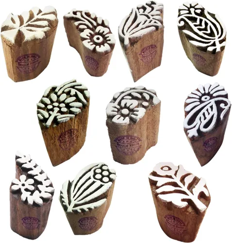 Miniatura 11 de Sellos de impresión de arcilla Arty Crafty pequeños bloques de madera con forma floral (juego de 10) Htag2101