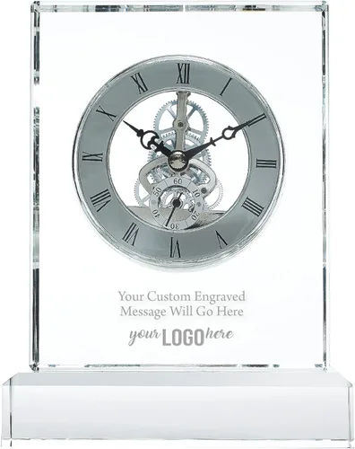 Miniatura 7 de Baudville Reloj de esqueleto arqueado con acento azul, grabado personalizado de hasta tres líneas y selección de versos preescritos Arqueado azul