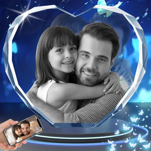 Foto de cristal 3D, regalos personalizados de Navidad para mamá, mujer, esposa, papá, ella, regalo de Navidad personalizado de vidrio 3D grabado con