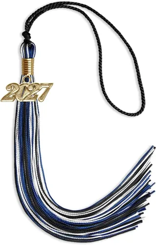 Miniatura 138 de Endea Graduation Borla mixta de triple color con gota de fecha dorada (negro/dorado/blanco, 2021)