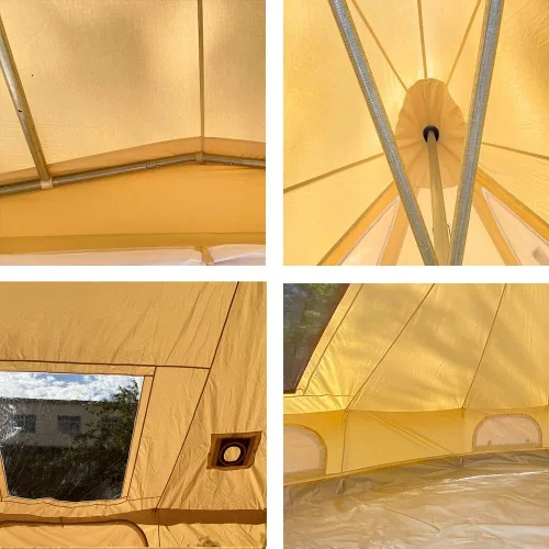 Miniatura 7 de Tienda de campaña grande impermeable de 4 estaciones de lona de algodón Glamping Yurt con agujero de gato de estufa para 6-8 personas Camping Caza