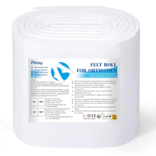 Pllieay Relleno de Fieltro Adhesivo Engrosado, Rollo de Fieltro Ortopédico de Mezcla de Rayón de Calidad de 1/3" de Grosor 6" x 2.5 yardas, Rollo