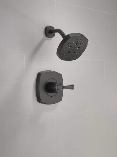 Miniatura 3 de Delta Faucet Stryke Serie 14 - Grifo de ducha de una sola función, kit de molduras de ducha, cabezal de ducha H2Okinetic de un solo rociador, negro