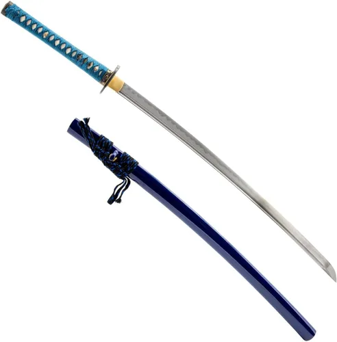 Miniatura 25 de HMS Samurai Katana Sword, Practical, Hand Forged, 1045 Carbon Steel, Heat Tempered/Clay Tempered, Full Tang, Sharp, Scabbard Blanco-dragón-951A