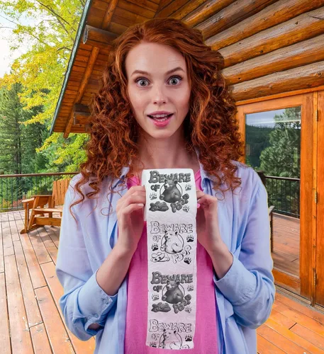 Miniatura 2 de Printed TP Beware of Bear Poop - Papel higiénico impreso para broma, sorpresa, decoración de baño, regalo novedoso para hombres, mujeres, amigos